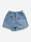 HOP Kids Light Blue Embroidered High-Rise Denim Skort