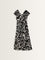 LOV Black Abstract Printed Tiered Dress