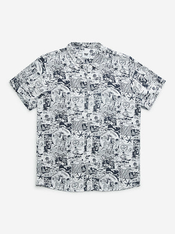 Y&F Kids Off-White Tropical-Inspired Shirt