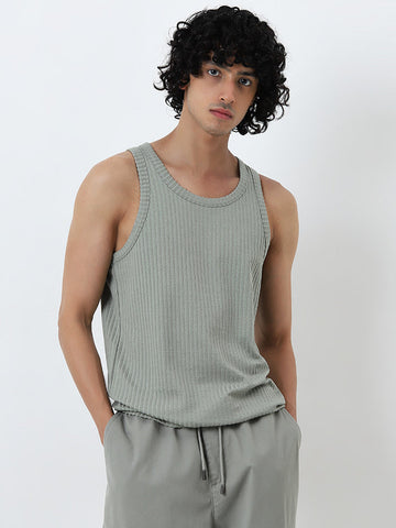 Nuon Sage Ribbed Slim-Fit T-Shirt