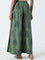 Utsa Green Printed A-Line Cotton Kurta