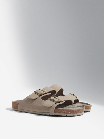 SOLEPLAY Taupe Dual-Strap Slip-On Sandals