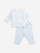 HOP Baby Light Blue Animal Print Cotton T-Shirt & Pants Set