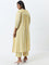 Diza Yellow Striped Pintuck Detailed A-Line Cotton Kurta