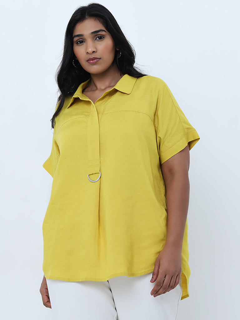 Gia Yellow Buckle-Detailed Blouse