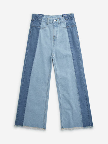 Y&F Kids Blue Straight - Fit Mid - Rise Jeans