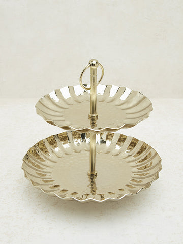 Westside Home Gold Scallop Design Two-Tier Cake Stand