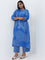 Diza Blue Bandhani Printed High-Rise Cotton Palazzos