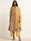 Vark Yellow Floral A-Line Kurta, Palazzos and Dupatta Set