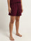 Wunderlove Burgundy Solid High-Rise Shorts