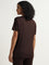 Wunderlove Dark Brown Ribbed Textured Henley Top