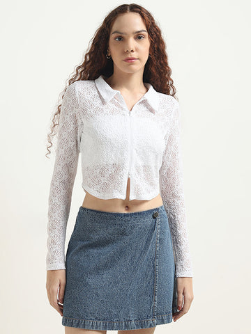 Nuon White Lace Detailed Shirt