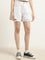 Nuon White High-Rise Ripped Denim Shorts