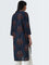 Utsa Indigo Bird Printed Straight Cotton Kurta