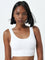 Superstar White Ribbed Textured Sports Bra