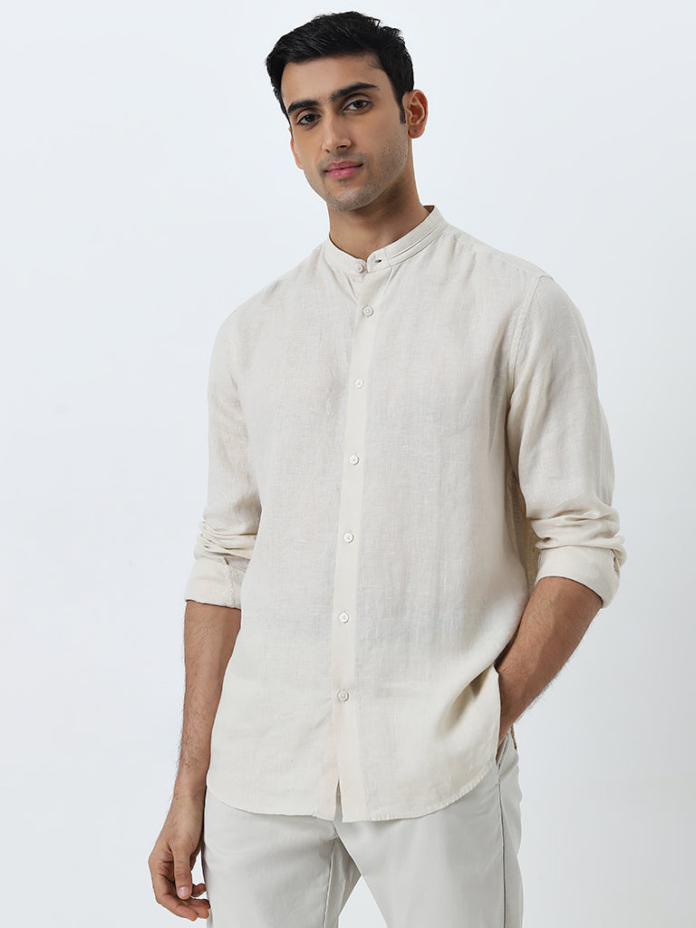 Ascot Beige Relaxed-Fit Linen Shirt