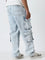 Nuon Light Blue Cargo-Style Mid-Rise Relaxed-Fit Jeans