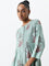 Zuba Mint Floral Printed A-Line Kurta