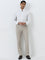 WES Formals Beige Mid-Rise Slim-Fit Trousers