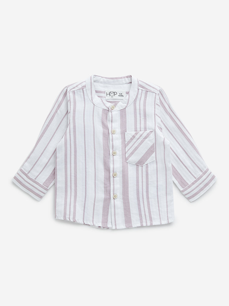 HOP Baby Dusty Pink Striped Seersucker Cotton Shirt