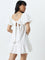 Bombay Paisley Ivory Embroidered A-Line Cotton Dress