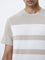 WES Lounge Beige Striped Slim-Fit T-Shirt