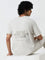 Studiofit Off-White Text Printed Relaxed-Fit Cotton T-Shirt