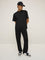 Studiofit Black Ribbed Relaxed-Fit Mid-Rise Track Pants