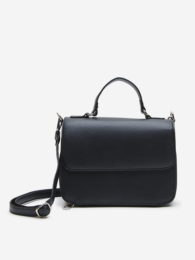 LOV Black Solid Satchel Bag