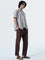 ETA Brown Vertical Stripes Relaxed-Fit Cotton Shirt