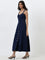 LOV Dark Blue A-Line Denim Dress