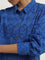 LOV Blue Schiffli Designed Cotton Shirt