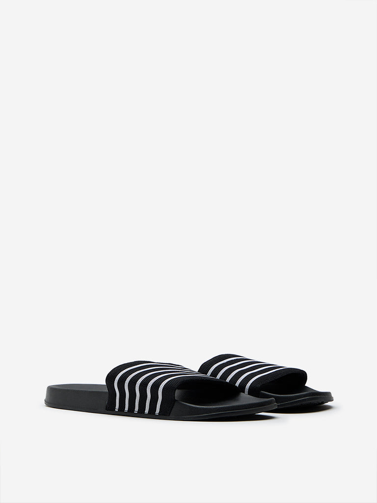 SOLEPLAY Black Striped Slides