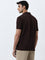 WES Casuals Brown Relaxed-Fit Cotton Blend Polo T-Shirt