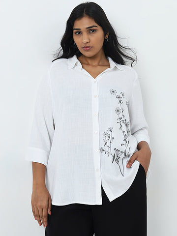 Gia White Floral Pattern Shirt