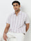 WES Casuals Light Mauve Striped Relaxed-Fit Cotton Shirt