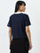 Studiofit Navy Text Design Cotton T-Shirt