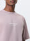 Studiofit Dusty Pink Printed Relaxed-Fit Cotton T-Shirt