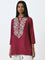 Utsa Maroon Paisley Embroidered High-Low Kurti