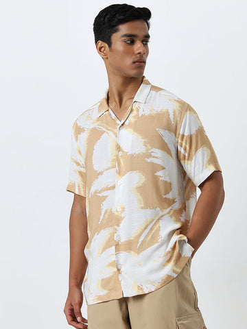 Nuon Orange Abstract Printed Relaxed-Fit Shirt