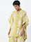 Utsa Yellow Ikat Printed Kaftan-Style A-Line Cotton Tunic