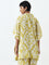 Utsa Yellow Ikat Printed Kaftan-Style A-Line Cotton Tunic