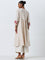 Zuba Beige Embellished A-Line Kurta