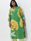 Diza Green Floral Printed A-Line Kurta