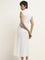 LOV White Schiffli Design A-Line Dress