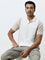 WES Casuals Beige Striped Relaxed-Fit Cotton-Blend Polo T-Shirt