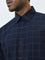 WES Formals Navy Checkered Relaxed-Fit Cotton Shirt