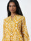 Utsa Yellow Ikat Printed Straight Cotton Kurta