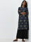 Utsa Indigo Floral Printed Straight Cotton Kurta