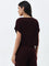 Wunderlove Burgundy Ribbed Textured Top